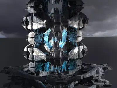 Energy towers Sci-Fi kit bash 1  3D model