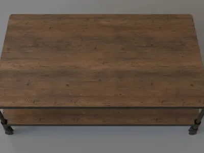Dutch Industrial Coffee Table And Rust Metal 3D model