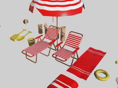Beach Props Pack Low-poly 3D model