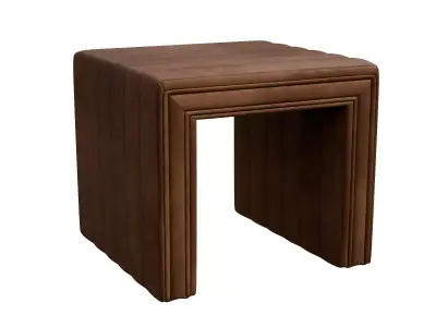 Brown Faux Leather Ottoman 3D model