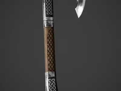 medieval steel Axe Low-poly 3D model