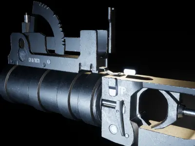 AAA GP-34 Under barrel Grenade Launcher Game Ready PBR Low-poly 3D model