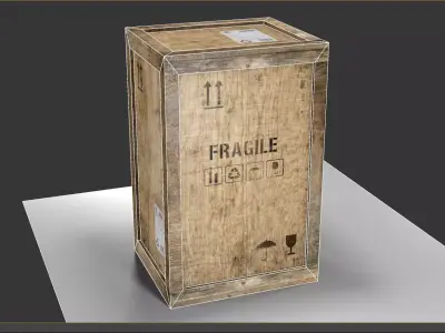 wooden crate PBR 4K Low-poly 3D model 3