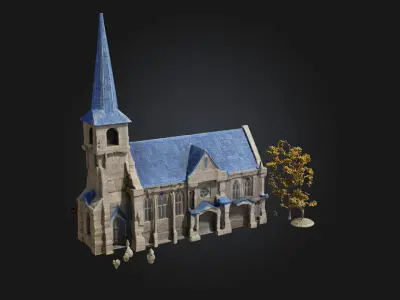 Miniature Stone Chapel  Tiny Sanctuary with Timeless Charm 3D model
