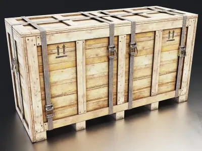 Wooden Shipping Crate with Straps Low-poly 3D model