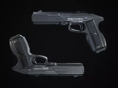 Q-Fang Futuristic Pistol  Low-poly 3D model