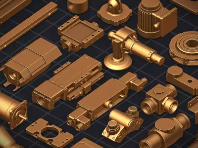 Subdivision Ready Industrial Mechanical Parts Kit-bash Pack 3D model