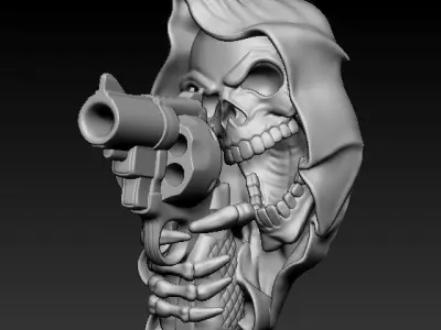 Gun Skull Reaper Pendant 3D print model