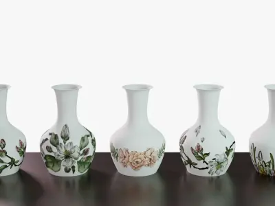 Vase Set Free low-poly 3D model