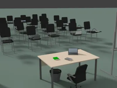 Low Poly Office Conference Hall Low-poly 3D model
