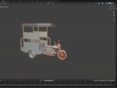 Chingchi Traditional Motorcycle Rickshaw  Free 3D model