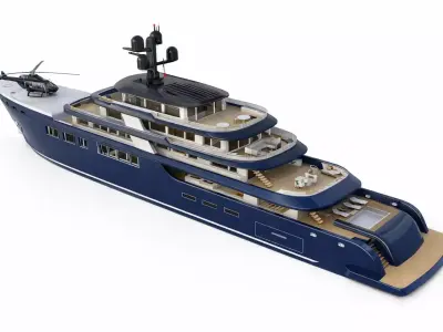 Helipad Luxury Super Yacht Modern Multi-Deck Mega Yacht 3D model