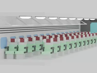 Cartoon High Speed Train Carriages Interior 3D model