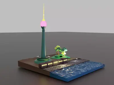 3D Lotus Tower SriLanka model  Low-poly 3D model