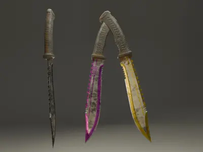 Realistic Game-ready Battle Knife Low-poly 3D model