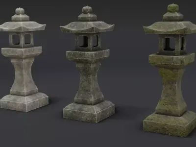 Japanese Stone Lanterns Low-poly 3D model purchase
