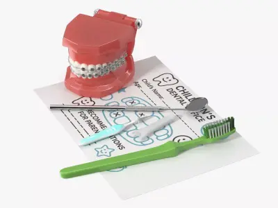 Child Dental Office Training Kit Assorted Tools 3D model