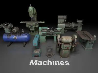 Post Soviet Industrial Machines  - UE5 Low-poly 3D model