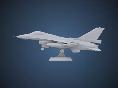 Modern Fighter Jet Model with Stand - High Poly Plane PM-234 3D print model