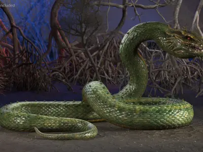 Serpentine Dragon Creature 3D model