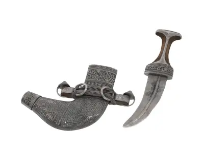 Khanjar sword and dagger from sultanate of egypt Low-poly 3D model