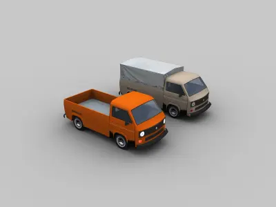 Old Pickup with interior Low-poly 3D model