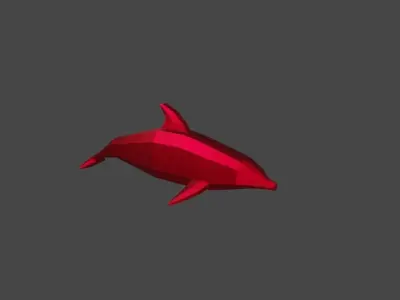 Six different colored Low Poly dolphins in Blender 3D  Low-poly 3D model