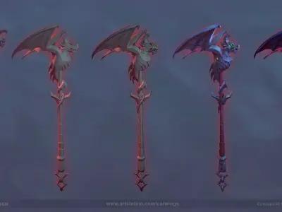 Dragon Staff Low-poly 3D model Low-poly 3D model