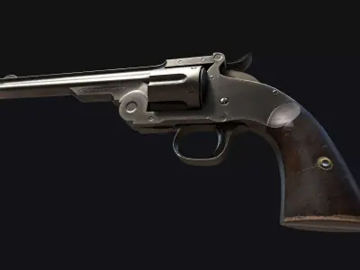 Game Ready Vintage Revolver PBR Weapon for Games and Cinematics Low-poly 3D model
