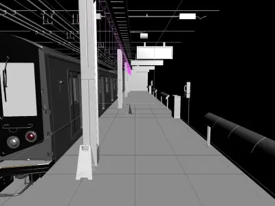 Subway train at station Low-poly 3D model