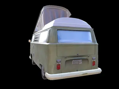 PBR VW T2 Van Lowpoly Low-poly 3D model