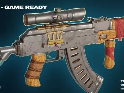 AK 47 -Game-Ready - Metro Style Low-poly 3D model