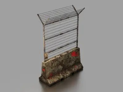 Concrete barrier  Low-poly 3D model 6