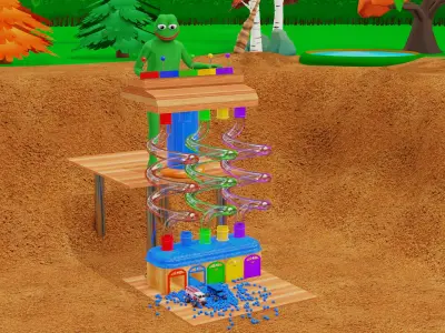 Filling Balls in a Toy House 3D model