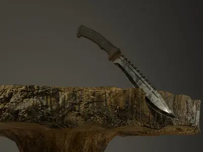 Realistic Game-ready Battle Knife Low-poly 3D model