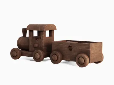 Wooden Toy Train Set 3D model purchase