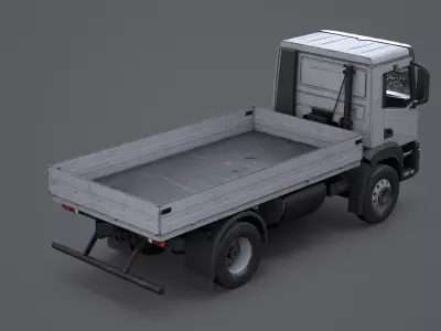 Realistic Flatbed Truck Aged and Rusted 3D model