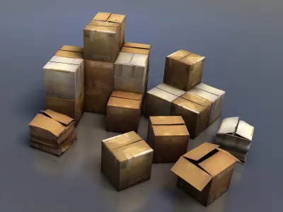 Cardboard Boxes Low-poly 3D model purchase