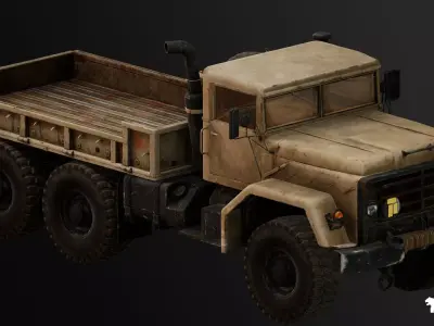 Military Truck - Rigged and BP Controllable Low-poly 3D model