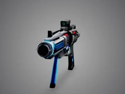 Futuristic Sci-Fi Laser Rifle Paint a sleek Low-poly 3D model