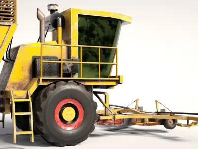  3D JPS Small loading wagon with harvester included Low-poly 3D model