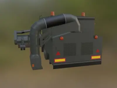 Towed Airport Sweeper-Blower for runway maintenance Low-poly 3D model