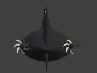 Low-poly stealth submarine Low-poly 3D model