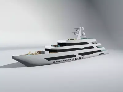 Mega Yacht Boat LOWEST Low-poly 3D model