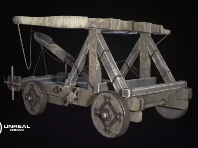 Medieval Katapulta Low-poly 3D model