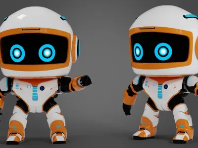 Robot in space Low-poly 3D model