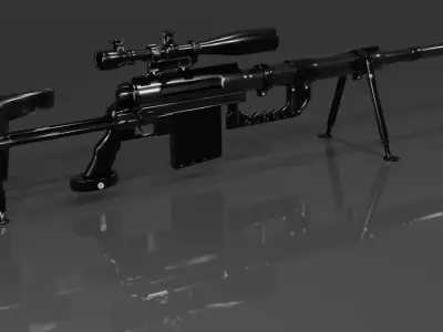 CheyTac M200 Intervention Sniper Rifle Low-poly 3D model