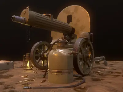 Maxim machine gun Low-poly 3D model by a-nabilnew