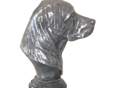 Dog bust metal statues Low-poly 3D model
