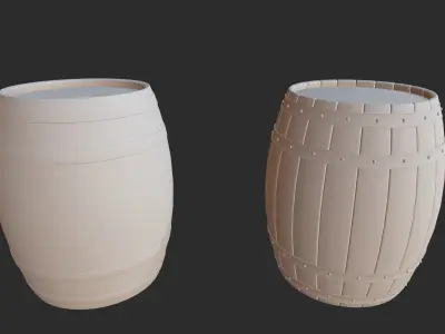Wood Barrel  Low-poly 3D model